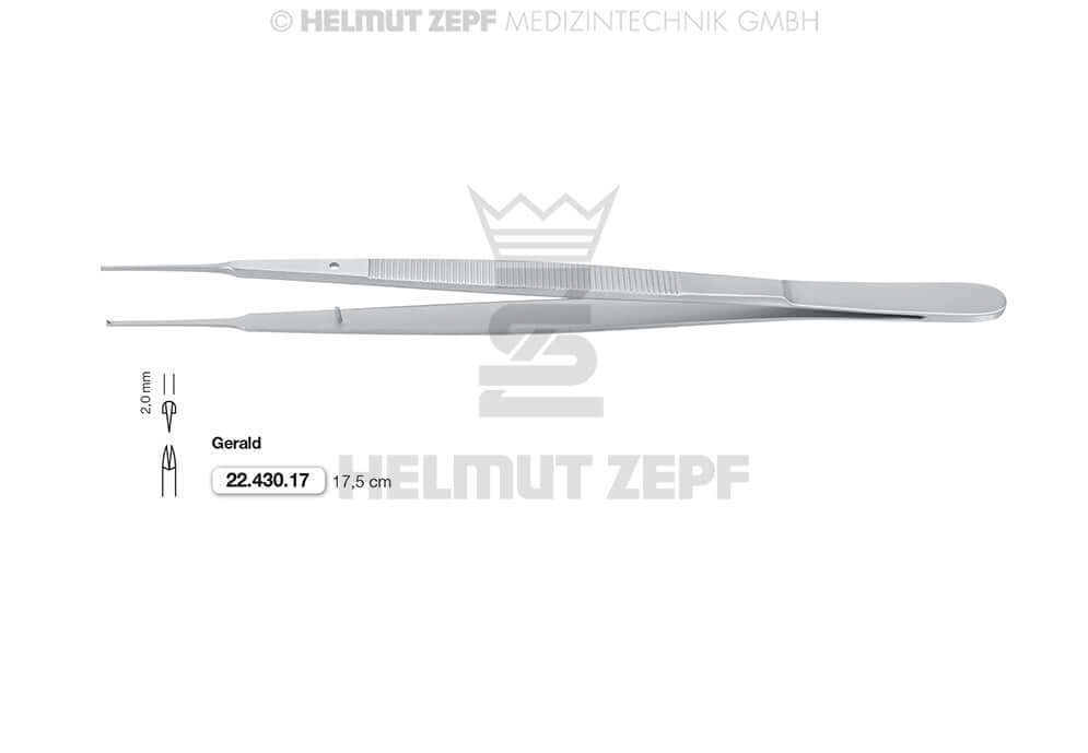 gerald tissue forceps 1x2 Teeth 7 Inch Straight by Helmut Zepf No. 22.430.17