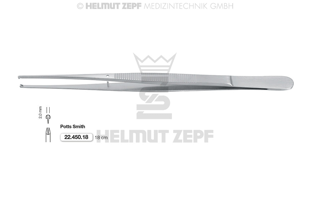 Helmut Zepf potts smith tissue forceps Straight 7" 18cm No.22.450.18 Surgical Instrument