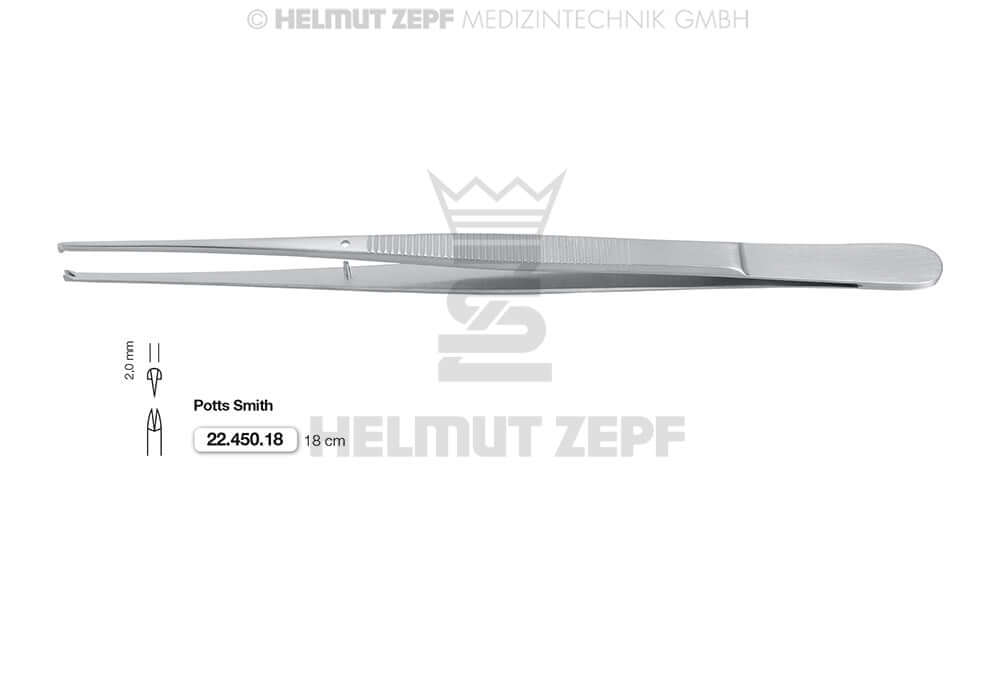 Helmut Zepf potts smith tissue forceps Straight 7" 18cm No.22.450.18 Surgical Instrument