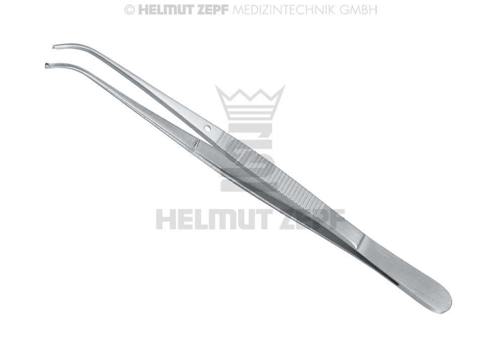 Helmut Zepf semken tissue forceps, 1x2 teeth, curved, 5 inch surgical instrument No. 22.481.12