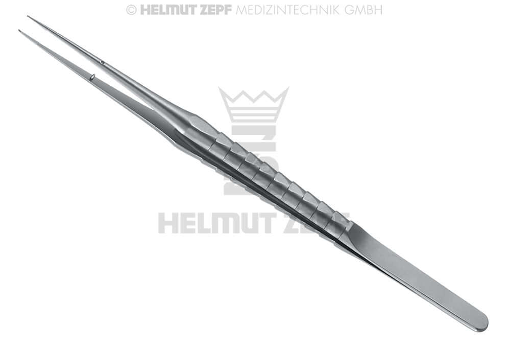 Micro Tissue Forceps 17.5cm Straight 1x2 Teeth Stainless Steel ZEPF-Line with Guide Pin by Helmut Zepf No.22.810.17