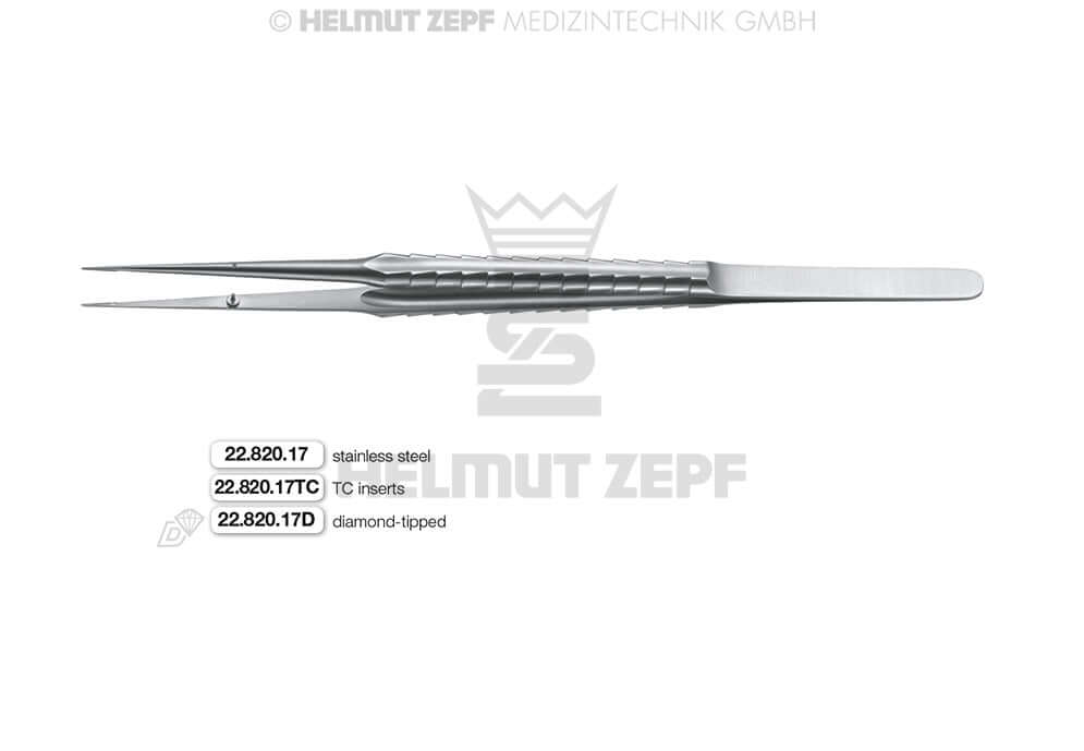 Micro Dressing Forceps 18cm Smooth Straight Stainless Steel Long Handle Guide Pin ZEPF-Line Helmut Zepf 22.820.17