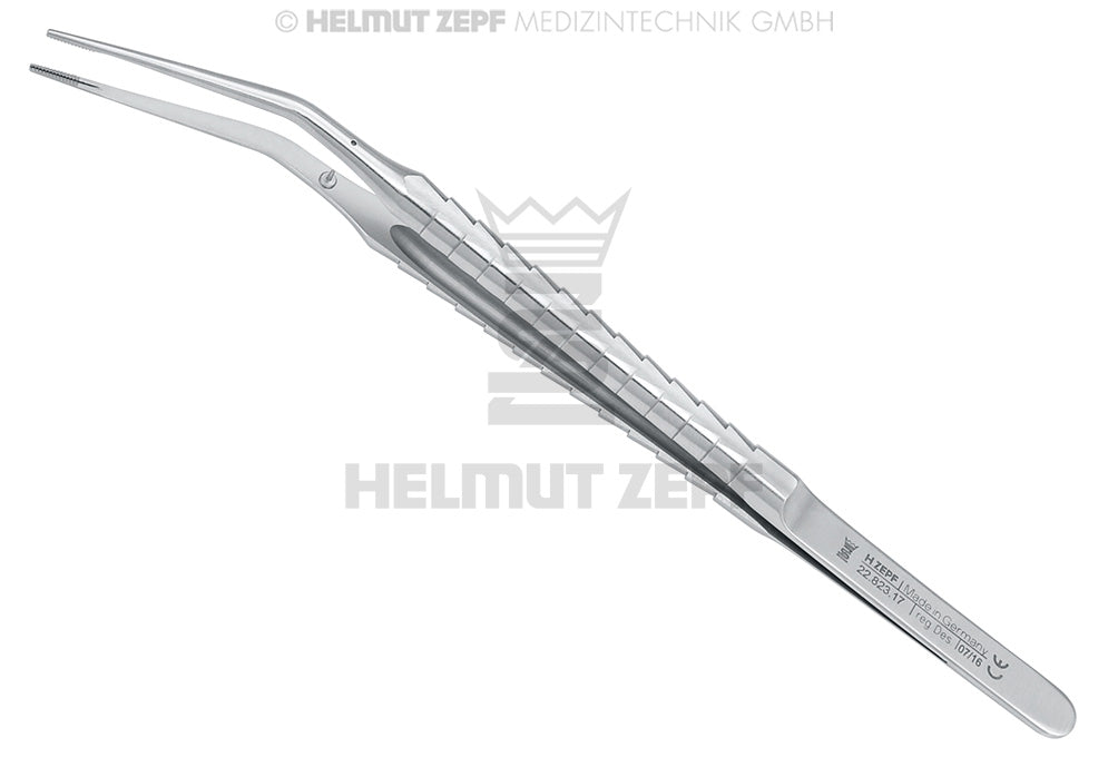 Cooley Forceps Micro 25° Curved Long Tips Retromolar Region Helmut Zepf 22.823.17 Dental Surgical Tweezers