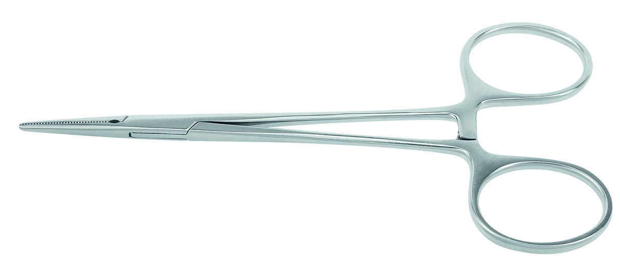 Hemostatic Forceps Serrated Straight 12.5cm TOUCHGRIP Design by Helmut Zepf No.23.054.12HZU for surgical tissue clamping