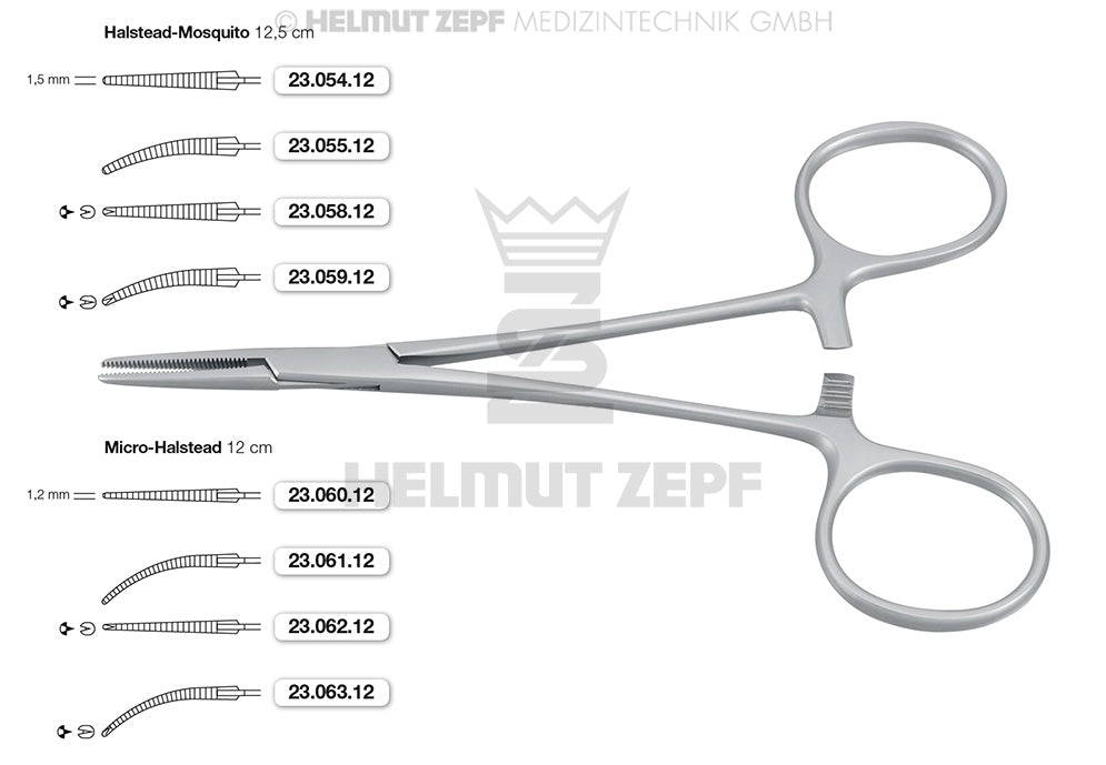 Mosquito Hemostatic Forceps Halstead-Mosquito Serrated Straight 12.5cm Helmut Zepf 23.054.12