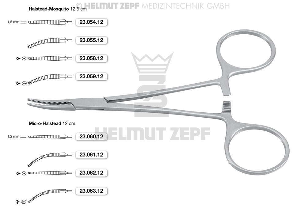 Mosquito Hemostatic Forceps Halstead-Mosquito Serrated Curved 5in Helmut Zepf 23.055.12 Surgical Instrument