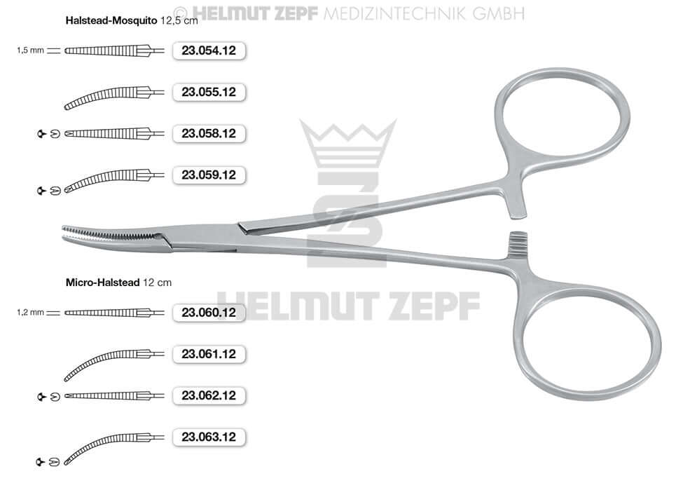 Mosquito Hemostatic Forceps Halstead Curved Serrated 5in by Helmut Zepf No.23.055.12 for Dental Surgery