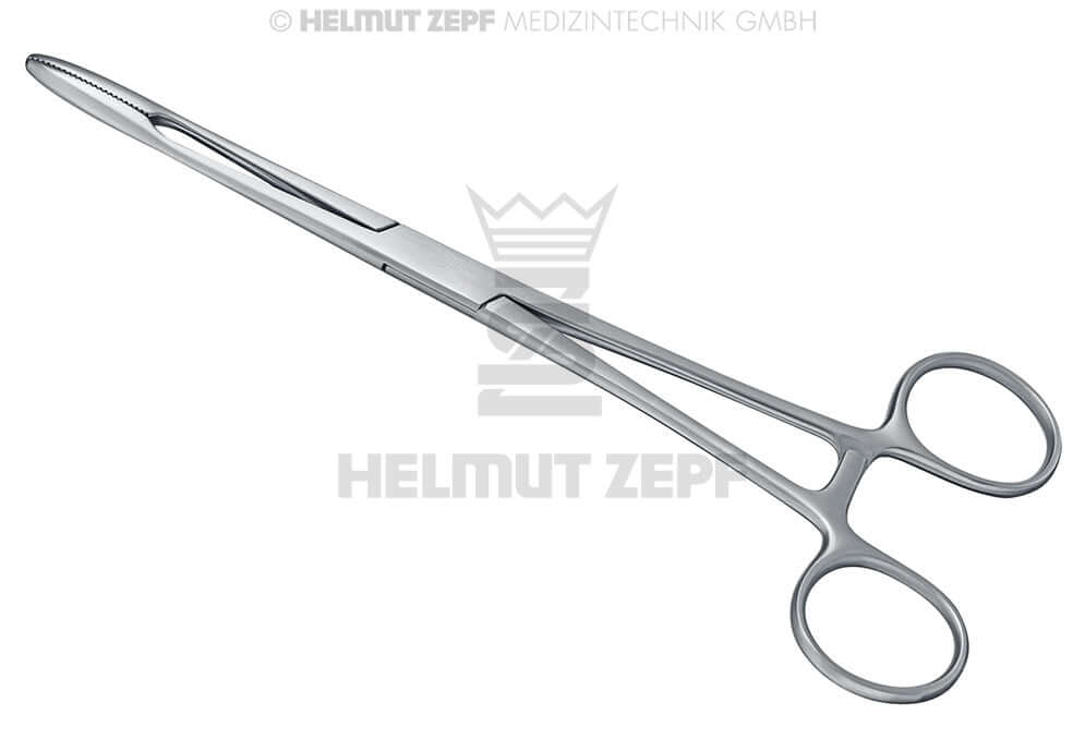 Helmut Zepf dressing forceps 20cm straight with long ratchet No. 23.740.20 hemostatic surgical instrument