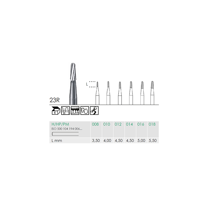 Busch 23R 008 HP FISS CONE RD CARBIDE - (Pack of 6) Bur Made in Germany