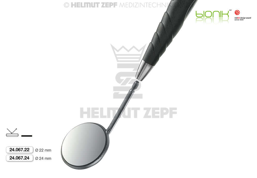 Dental Mirror Head Size 4, Titanium Plated Front Surface, Ø 22mm Simple-Thread, Helmut Zepf 24.067.22, Pack of 12