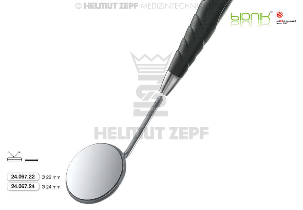 Dental Mirror Head Size 5 Front Surface Ø24mm Titanium Plated Simple-Thread Stainless Steel by Helmut Zepf 24.067.24