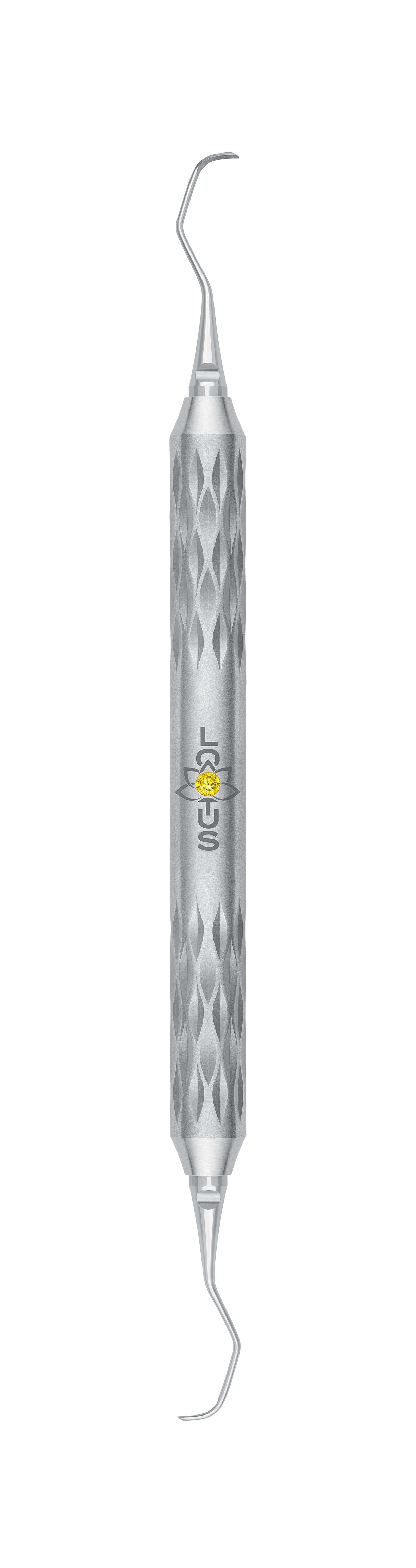 LOTUS Gracey Curette 3/4 Yellow Crystal by Helmut Zepf – Ergonomic Periodontal Instrument for Anterior Teeth