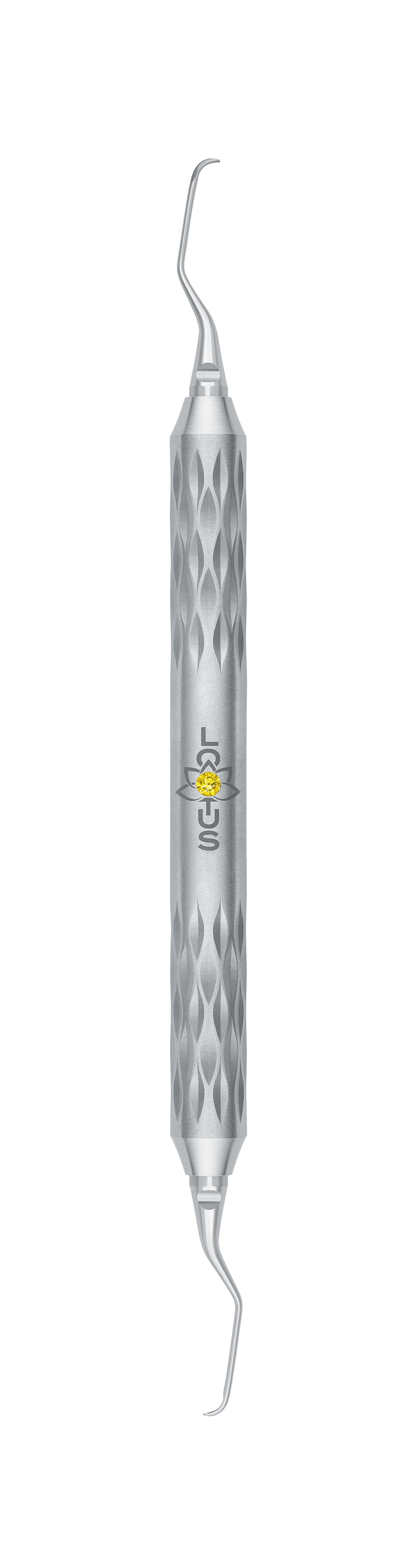 LOTUS Gracey Curette 5/6 M5 Deep Scaling Tool Yellow Crystal Handle by Helmut Zepf for Periodontal Use
