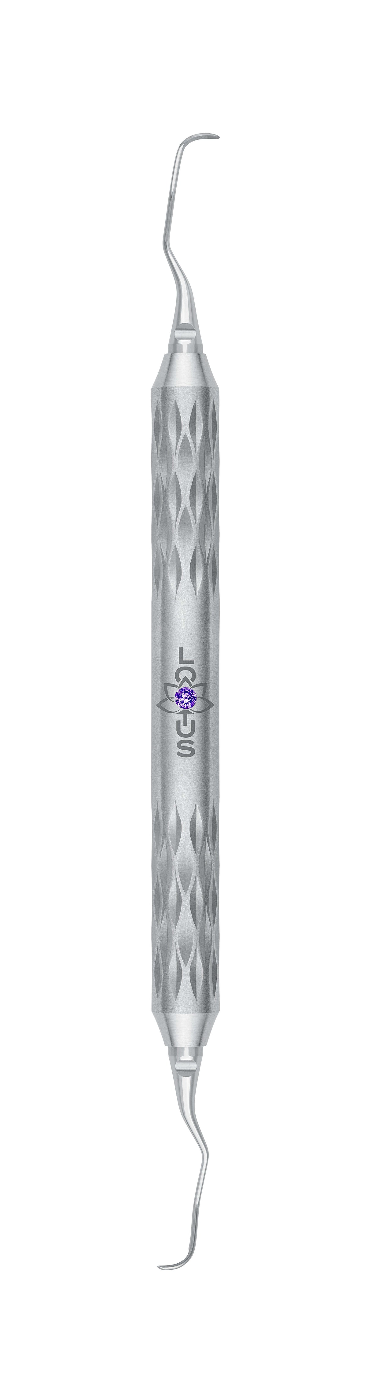 LOTUS Gracey Curette 11/12 Purple Crystal by Helmut Zepf – Ergonomic Dental Scaling Instrument for Anterior Teeth