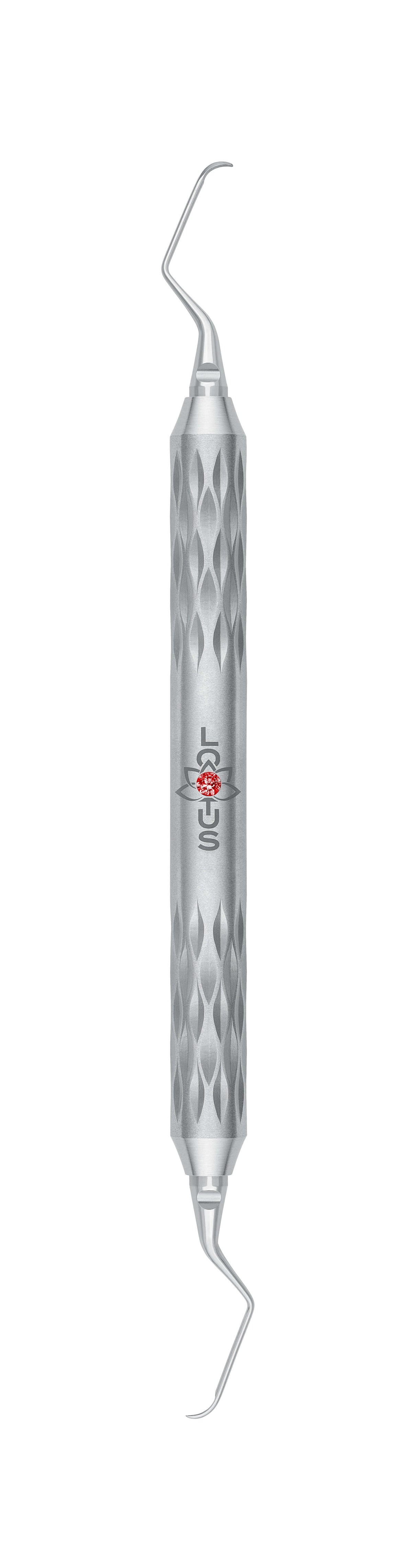 LOTUS Gracey Curette 7/8 M5 Deep Scaling instrument with Magenta Crystal handle by Helmut Zepf for periodontal precision