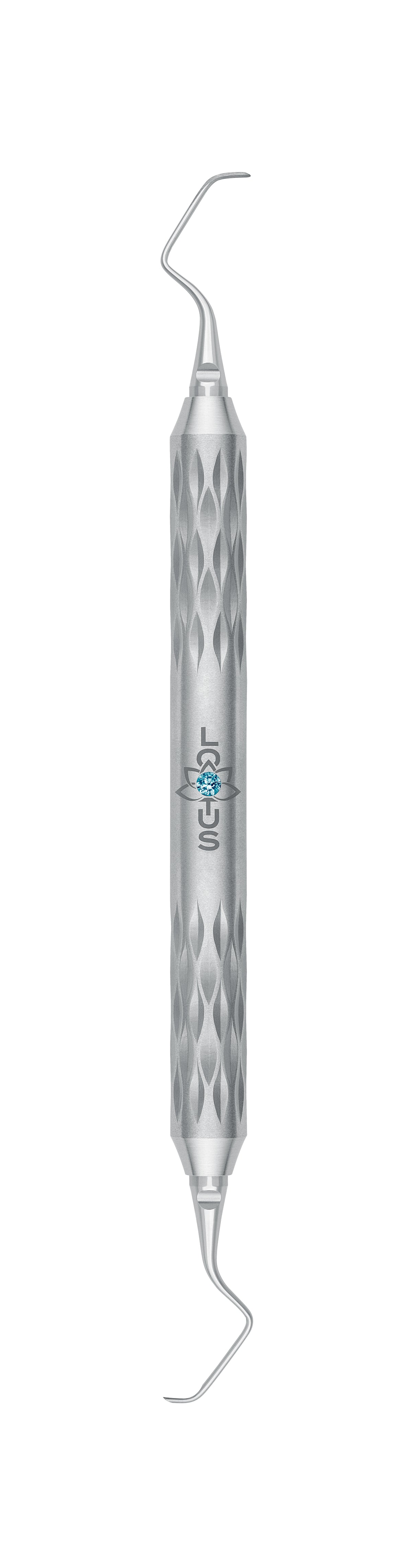 LOTUS Gracey Curette 9/10 Turquoise Crystal by Helmut Zepf, precision dental tool for anterior teeth scaling