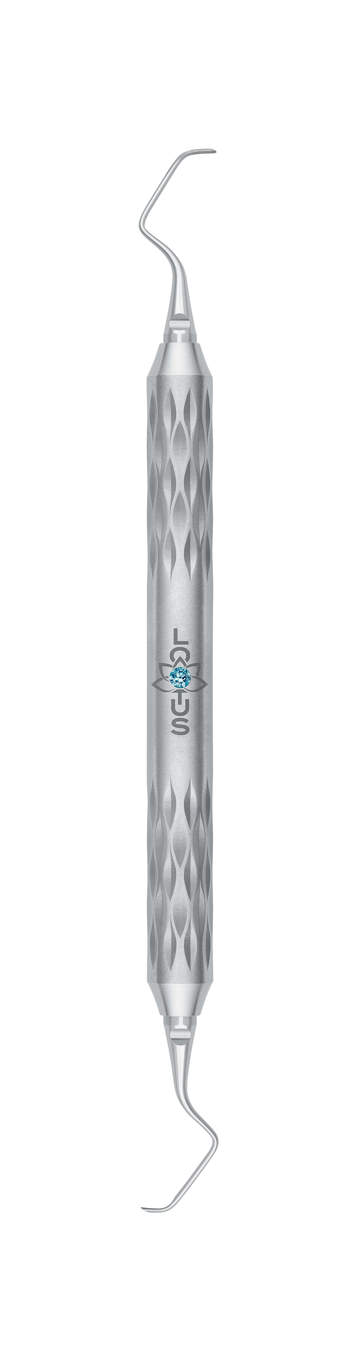 LOTUS Gracey Curette 9/10 Turquoise Crystal by Helmut Zepf – Periodontal Instrument for Posterior Teeth