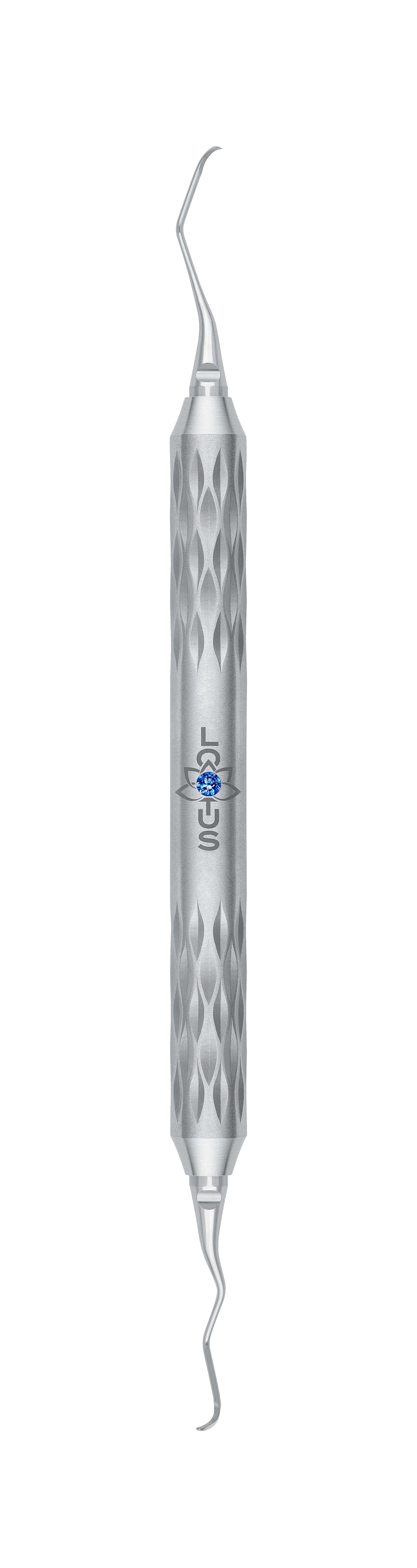LOTUS Gracey Curette 13/14 M5 Blue Crystal handle for deep scaling by Helmut Zepf, precision dental instrument