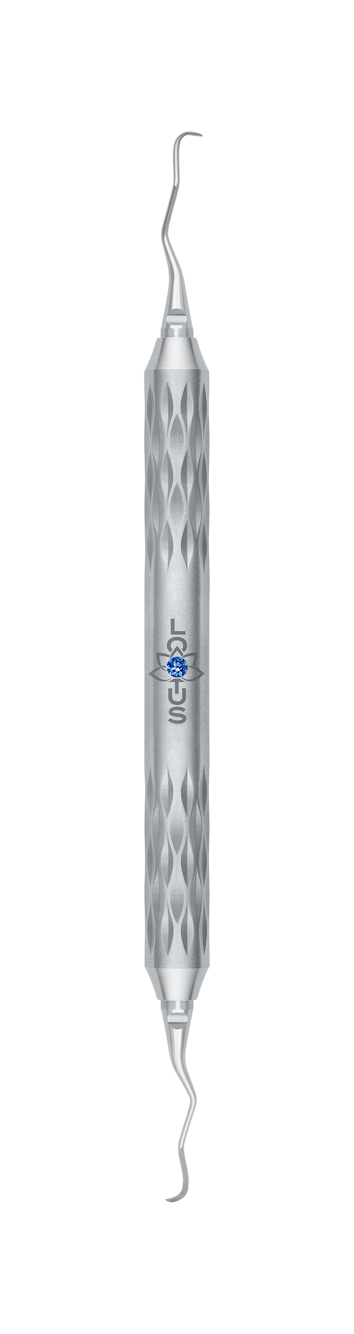 LOTUS Gracey Curette 13/14 Blue Crystal by Helmut Zepf, ergonomic dental instrument for posterior teeth precision