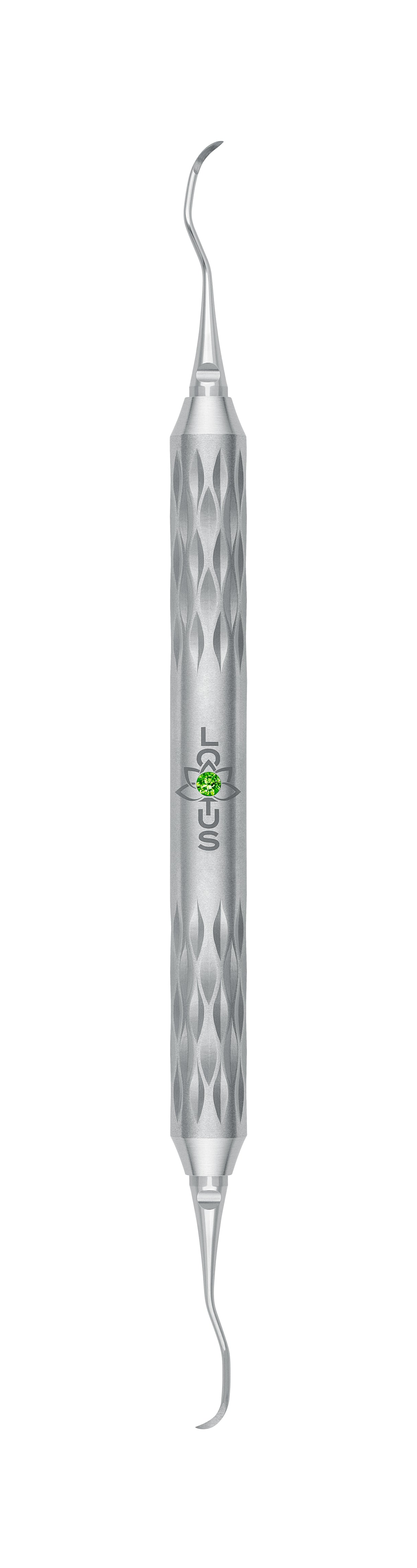 LOTUS Sickle Scaler Curette 204SD Green Crystal by Helmut Zepf – Gracey 1/2 Anterior Curette with Ergonomic Design Handle