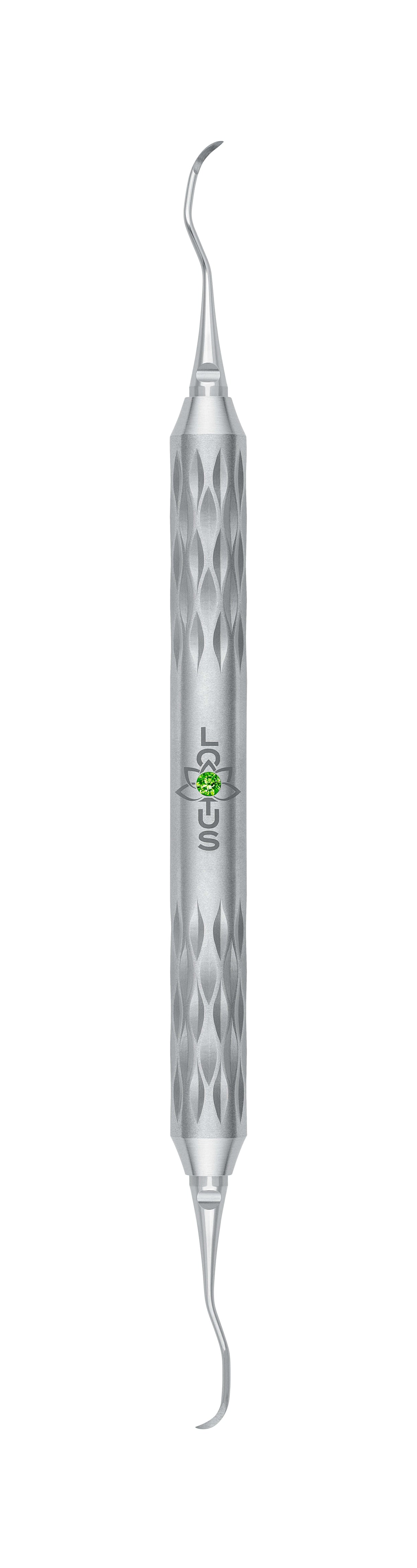 LOTUS Sickle Scaler Curette 204SD Green Crystal by Helmut Zepf – Gracey 1/2 for anterior teeth periodontal therapy