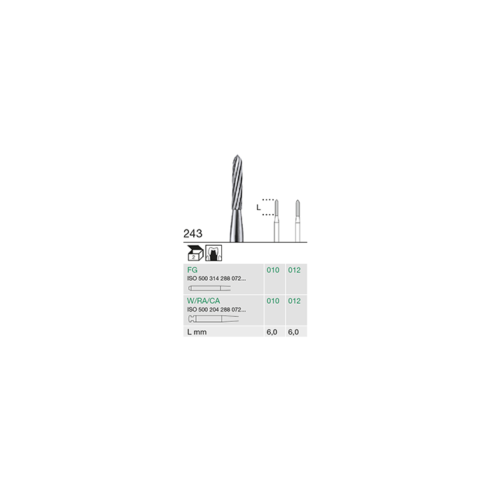Busch 243 010 FG FINISHING BUR CARBIDE - (Pack of 2) Bur Made in Germany