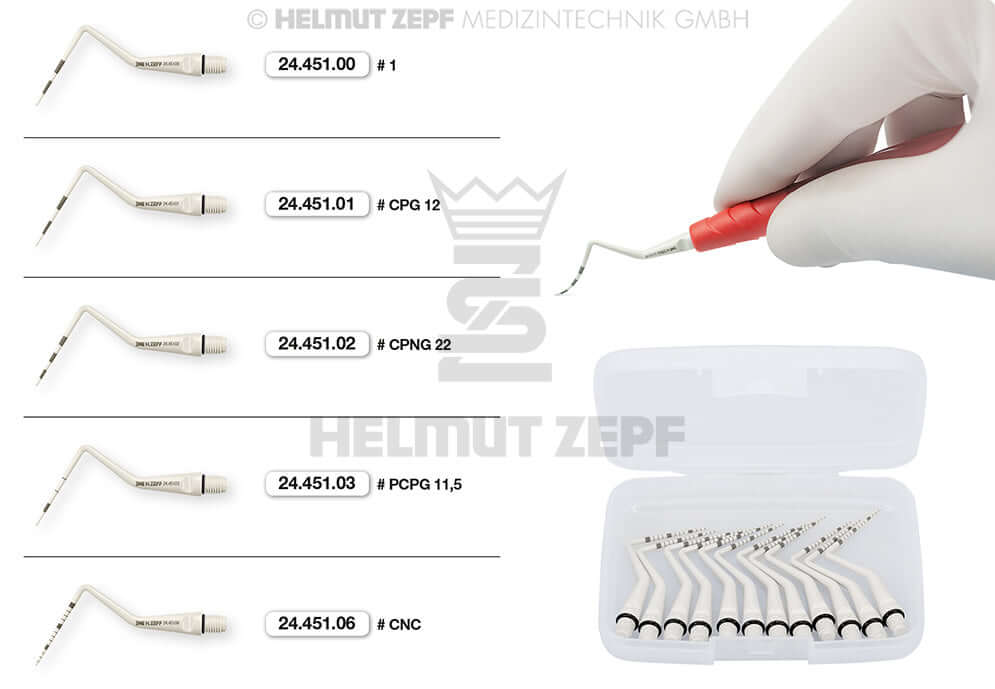 Helmut Zepf dental periodontal probe inserts CPG 12, 3/6/9/12mm graduation, M4 interchangeable thread, 12-piece pack