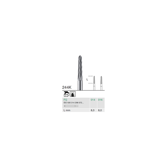 Busch 244K 016 FG FINISHING BUR CARBIDE - (Pack of 2) Bur Made in Germany