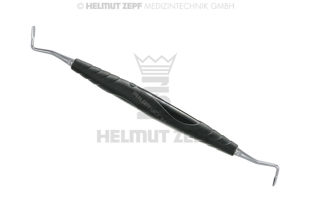 Periodontal Suturing Applicator by Helmut Zepf No. 24.548.01 with black bIONIK handle and microserrated interchangeable inserts