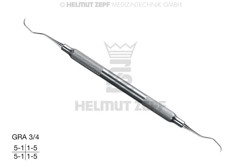 Gracey Curette GRA 3/4 for Front Teeth & Premolars, Hollow Stainless Steel Handle – Helmut Zepf 24.551.03