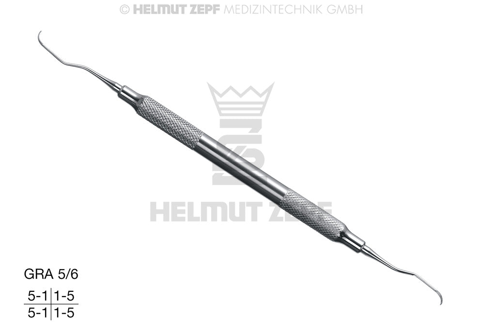 Gracey Curette GRA 5/6 for Front Teeth & Premolars, Hollow Stainless Steel Handle - Helmut Zepf 24.551.05