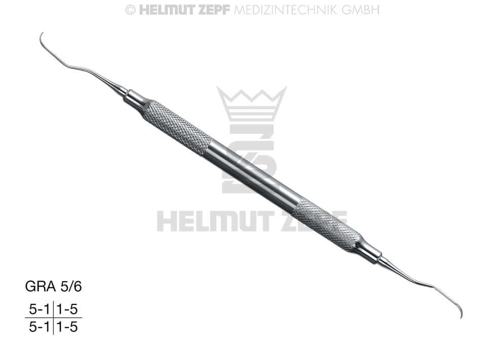 Gracey Curette GRA 5/6 for Front Teeth & Premolars, Hollow Stainless Steel Handle - Helmut Zepf 24.551.05