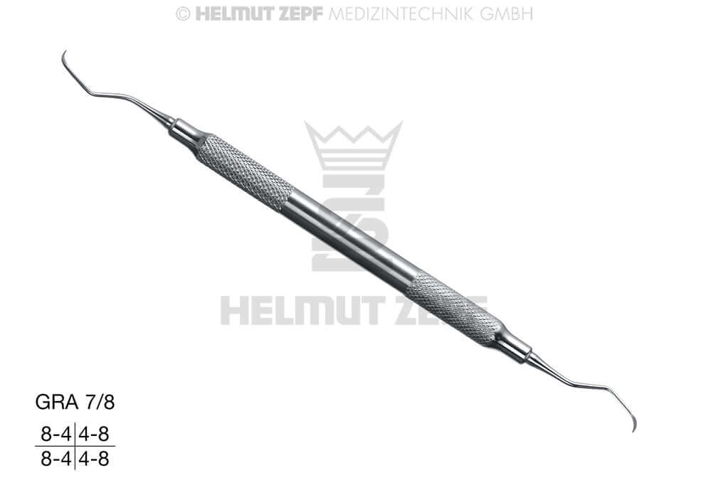 Gracey Curette GRA 7/8 for Premolars & Molars, Hollow Stainless Steel Handle by Helmut Zepf No. 24.551.07