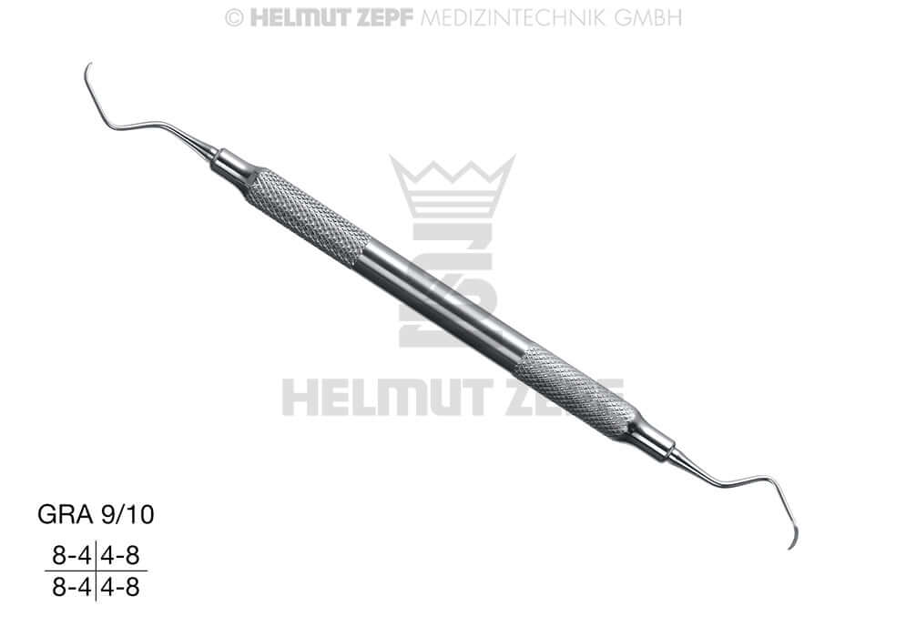 Gracey Curette GRA 9/10 Hollow Stainless Steel Handle for Premolars Molars Buccal Lingual - Helmut Zepf 24.551.09
