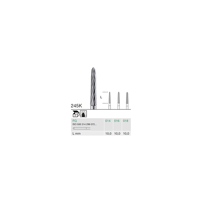 Busch 245K 018 FG FINISHING BUR CARBIDE - (Pack of 2) Bur Made in Germany