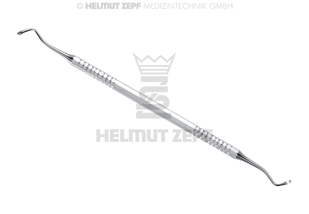 White excavator double-ended stainless steel dental instrument #19, 2.0mm by Helmut Zepf No. 24.733.19