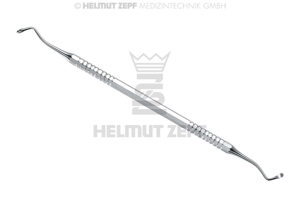 Helmut Zepf double-ended dental excavator stainless steel, White #20 2.5mm, for caries removal & cavity prep No.24.733.20