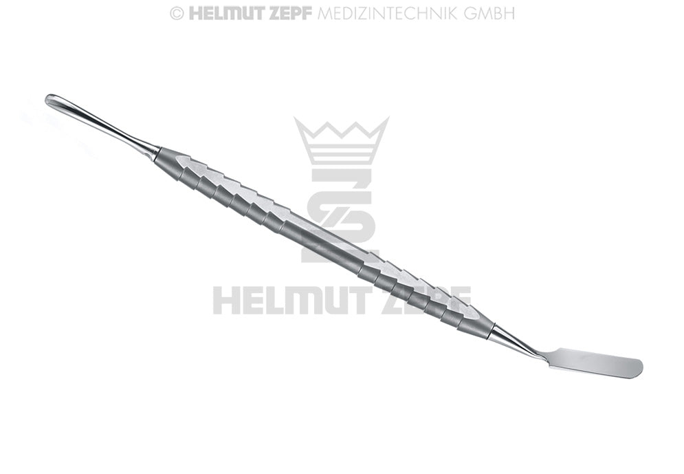 Prichard raspatory curette flap elevation tool by Helmut Zepf, double-ended stainless steel dental instrument No. 24.747.04