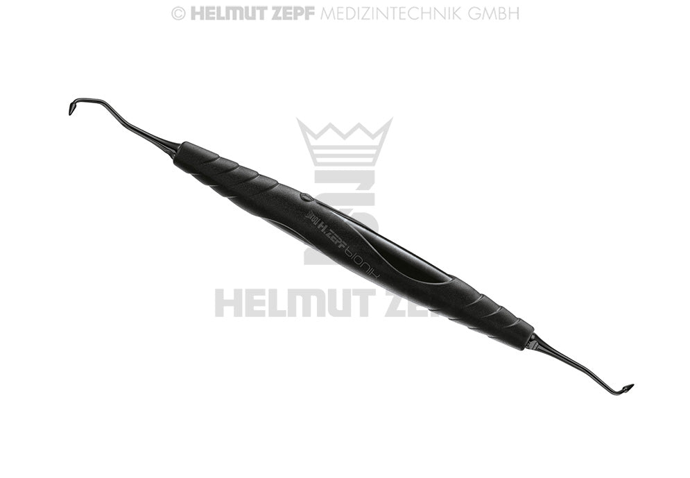 Dental Composite Filling Instrument Cone Plugger #1, Ø1.7mm molar bend, NANOPAL Coating, bIONIK Handle by Helmut Zepf