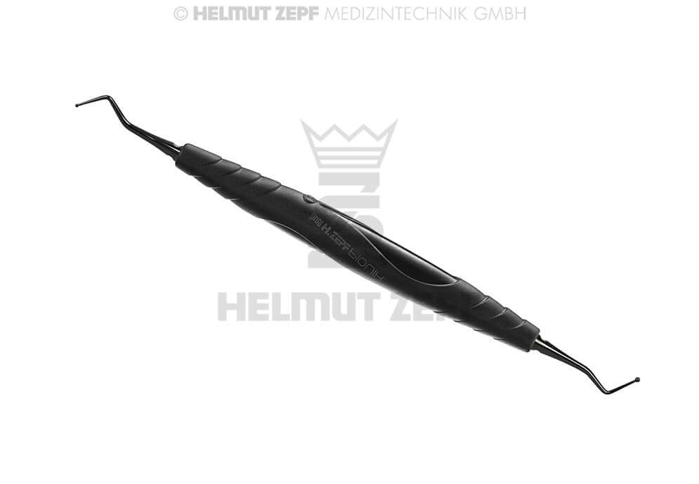 Dental Composite Filling Instrument Ball Plugger by Helmut Zepf, NANOPAL coated handle, dual-end plugger tips Ø 0.9mm & 1.3mm