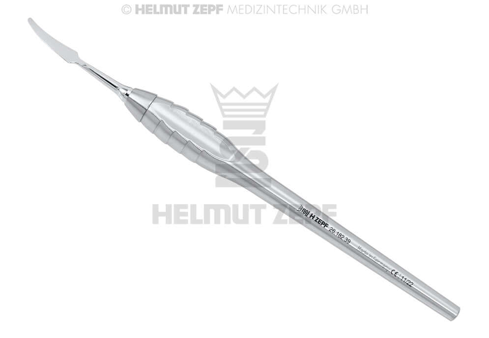 Gingivectomy Knife #2 Curved Z-Shape Single-Ended Handle M4x0.5mm Interchangeable Tips by Helmut Zepf 26.182.39