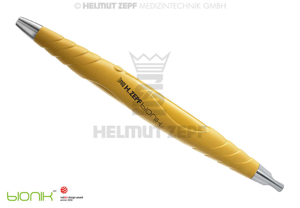 ZEPF-bIONIK Dental Hygiene Instrument Handle for Interchangeable Inserts M2.5x0.5 Single-Ended Yellow PEEK