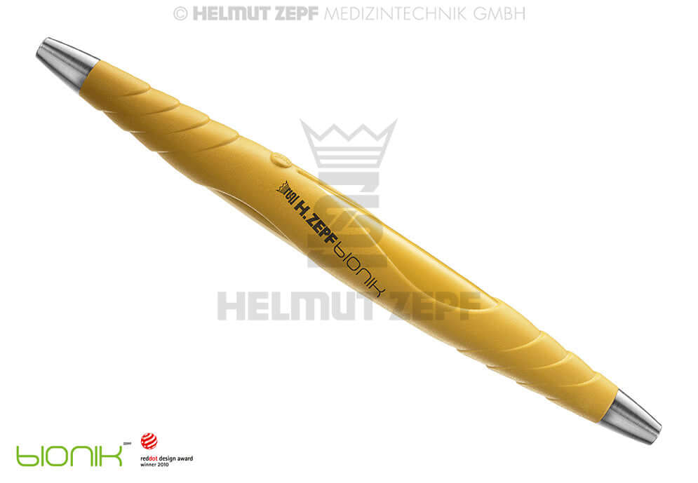 ZEPF-bIONIK Dental Hygiene Instrument Handle for Interchangeable Inserts M2.5x0.5 Double-Ended Yellow PEEK