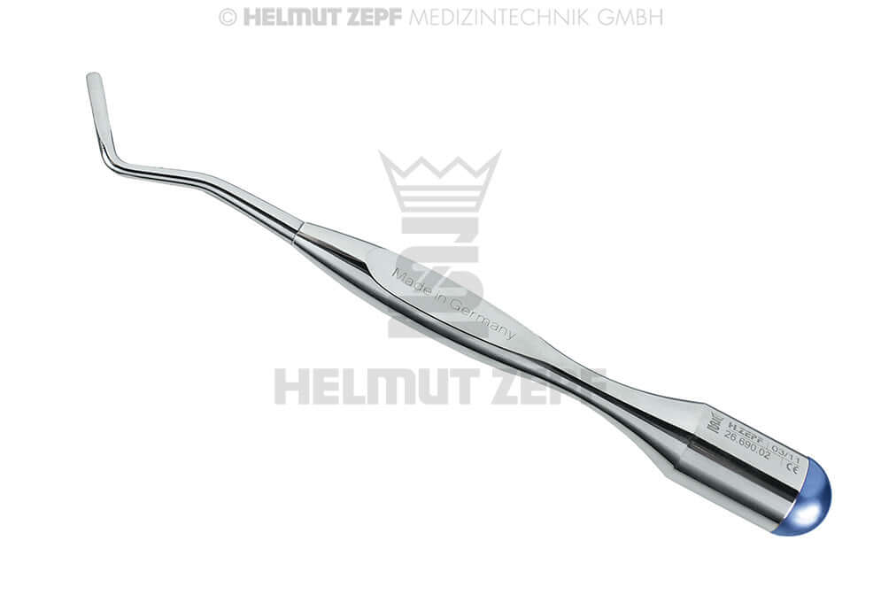 Left Bent Power Periotome P3 XL Balanced Design Handle Blue - Helmut Zepf 26.690.02