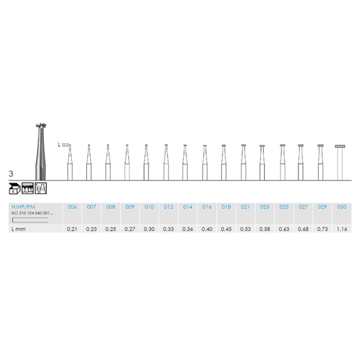 Busch 303 NORMAL HP TOP-MANDREL STEEL - (Pack of 50) Bur Made in Germany