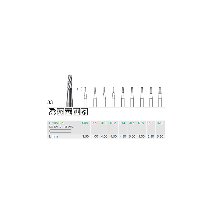 Busch 33 016 HP FISS CONE CC CARBIDE - (Pack of 6) Bur Made in Germany