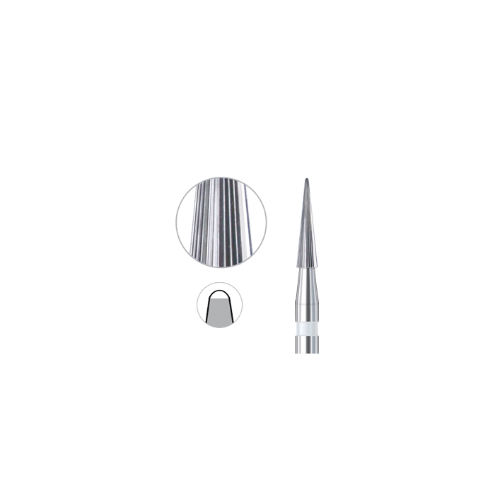 carbide ultra-fine finishing bur cone pointed with white ring non-cutting tip for crown prep 334UF 014 FG pack of 2