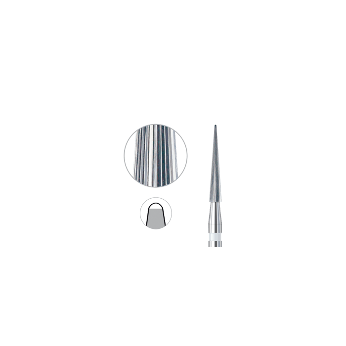 ultra-fine carbide finishing bur cone pointed non-cutting tip white ring dental bur for crown prep 335UF 014 FG