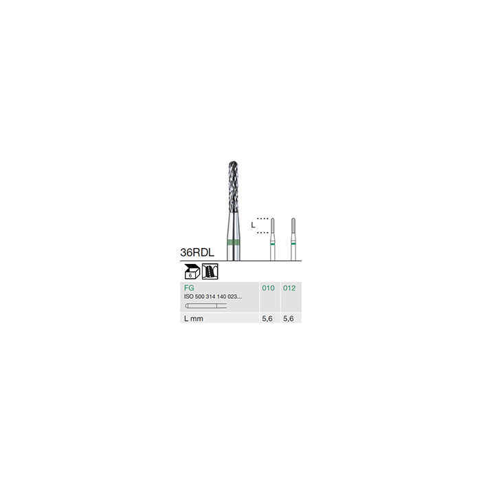 Busch 36RDL 012 FG CROWN CUTTER CARBIDE - (Pack of 6) Bur Made in Germany