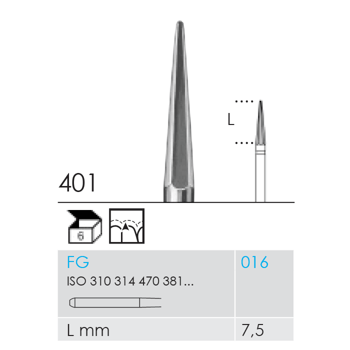 Busch ROTO-PRO Orthodontic Burs Mfg No 401 016 FG for adhesive residue removal after bracket treatment Pack of 6